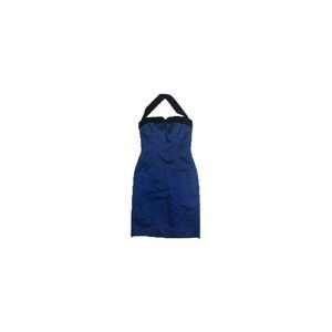 Carolina Herrera Vintage Blue Satin and Velvet Halter Dress - Women’s Size 8
